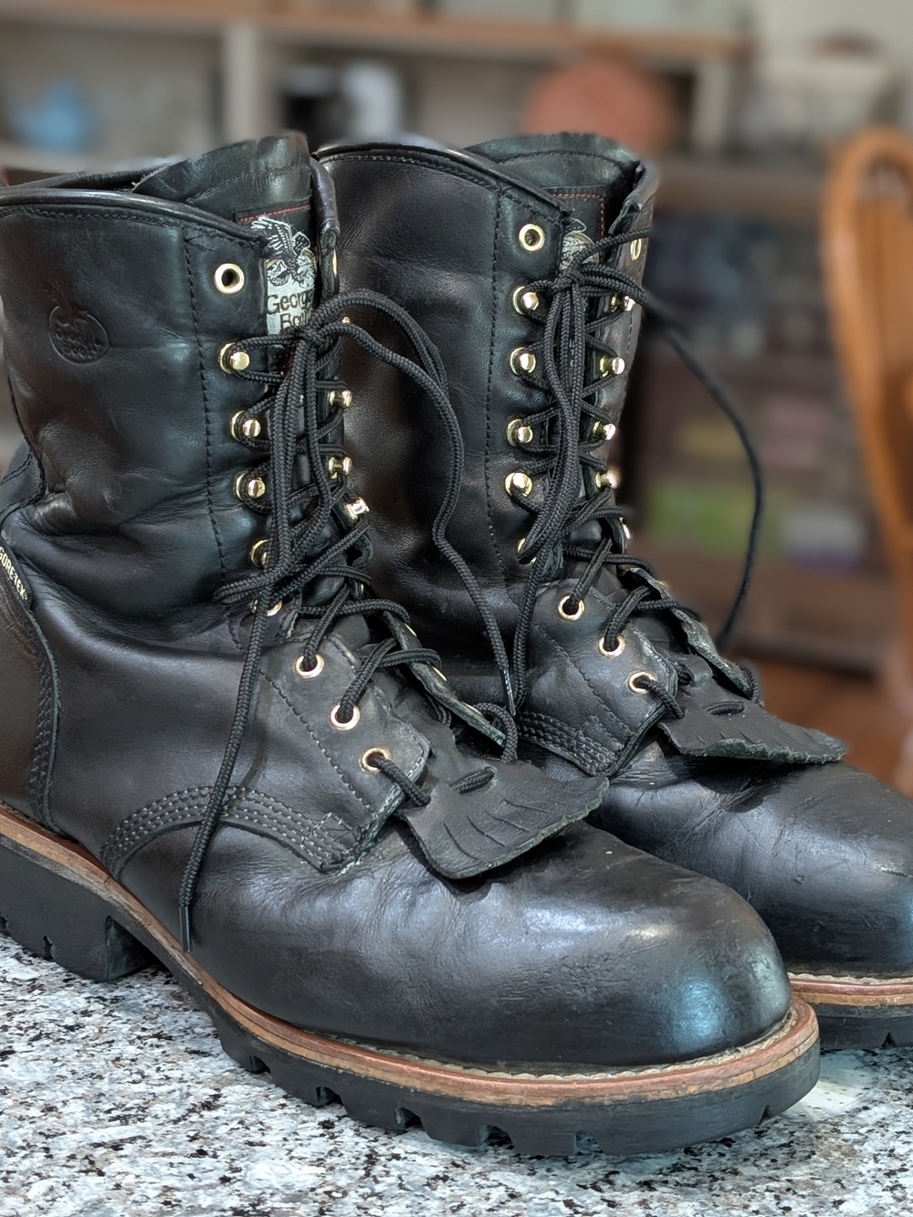 Georgia Boot G9380 Logger Boots Men’s 13W Gore-Tex Steel Toe Vibram Black Leathe